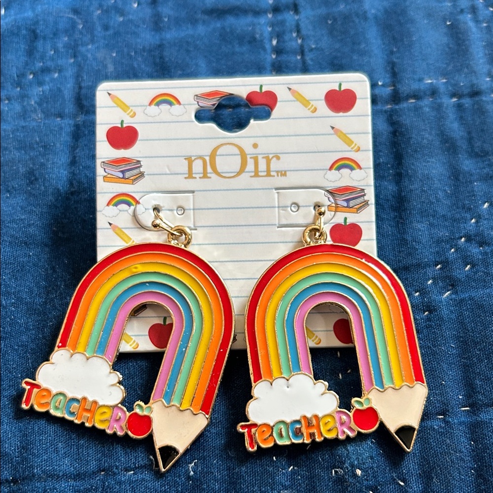 nOir Jewelry Colorful Teacher Earrings for teachers